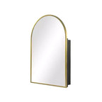 PexFix 36 x 24 Armoire de salle de bain encastrée arquée avec miroir, cadre en acier inoxydable et 2 étagères réglables, armoires à pharmacie murales, miroirs, or