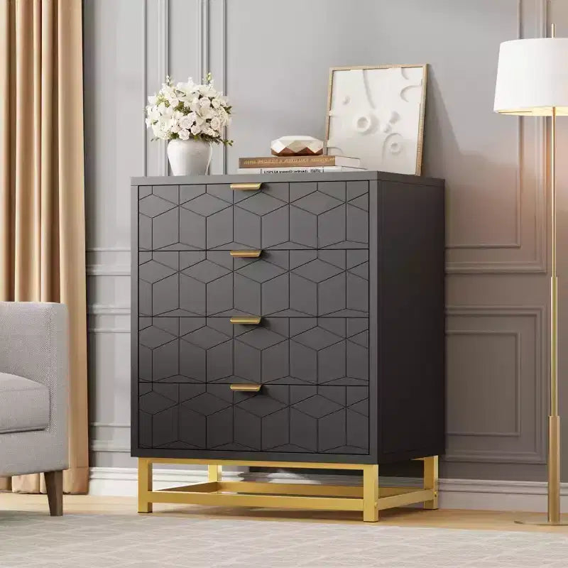 Acekool Cabinet with Metal Handles, Modern Storage Chest Organizer for Bedroom, Living Room, Entryway