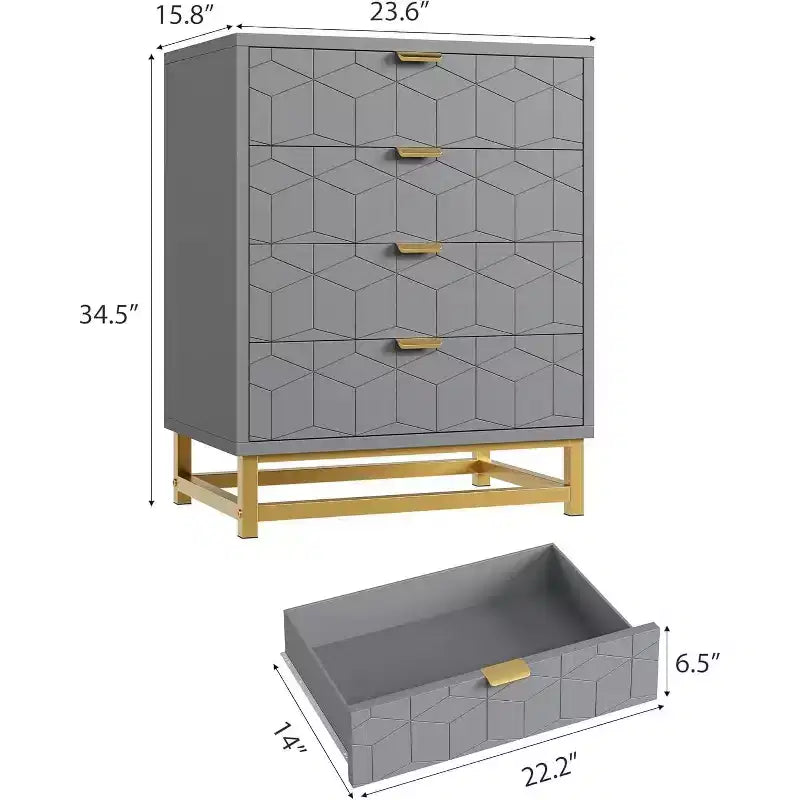 Meuble de rangement Acekool avec poignées métalliques, organisateur de rangement moderne pour chambre, salon, entrée