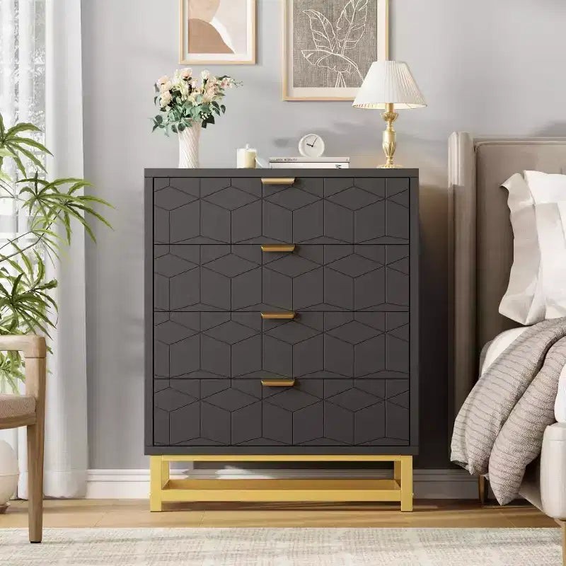 Meuble de rangement Acekool avec poignées métalliques, organisateur de rangement moderne pour chambre, salon, entrée