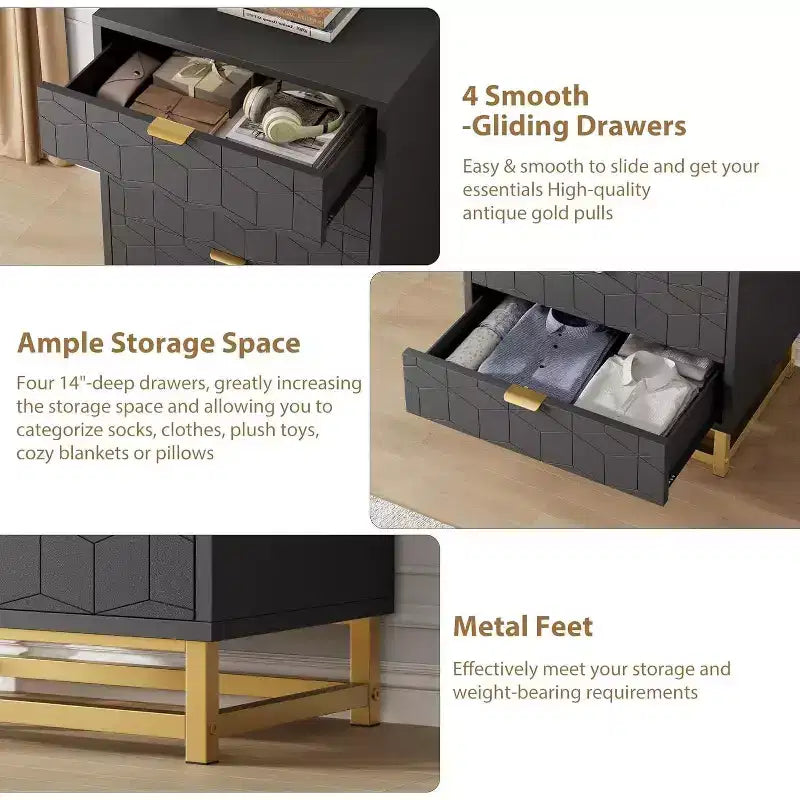 Meuble de rangement Acekool avec poignées métalliques, organisateur de rangement moderne pour chambre, salon, entrée