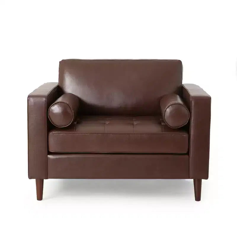 Fauteuil club capitonné contemporain en similicuir GDFStudio Hixon avec traversins