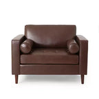Fauteuil club capitonné contemporain en similicuir GDFStudio Hixon avec traversins