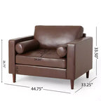 Fauteuil club capitonné contemporain en similicuir GDFStudio Hixon avec traversins