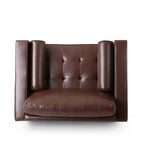 Fauteuil club capitonné contemporain en similicuir GDFStudio Hixon avec traversins