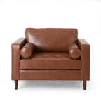 Fauteuil club capitonné contemporain en similicuir GDFStudio Hixon avec traversins