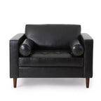 Fauteuil club capitonné contemporain en similicuir GDFStudio Hixon avec traversins