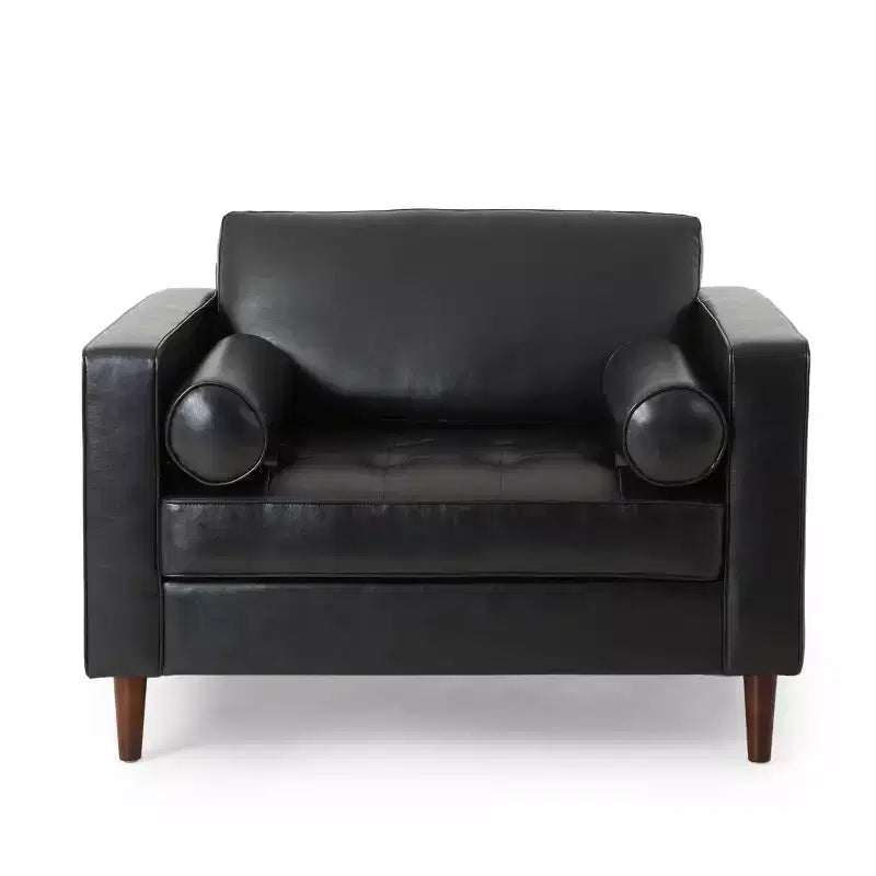 Fauteuil club capitonné contemporain en similicuir GDFStudio Hixon avec traversins