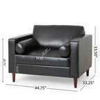 Fauteuil club capitonné contemporain en similicuir GDFStudio Hixon avec traversins