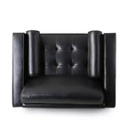 Fauteuil club capitonné contemporain en similicuir GDFStudio Hixon avec traversins