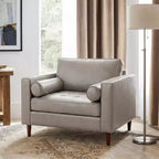 Fauteuil club capitonné contemporain en similicuir GDFStudio Hixon avec traversins