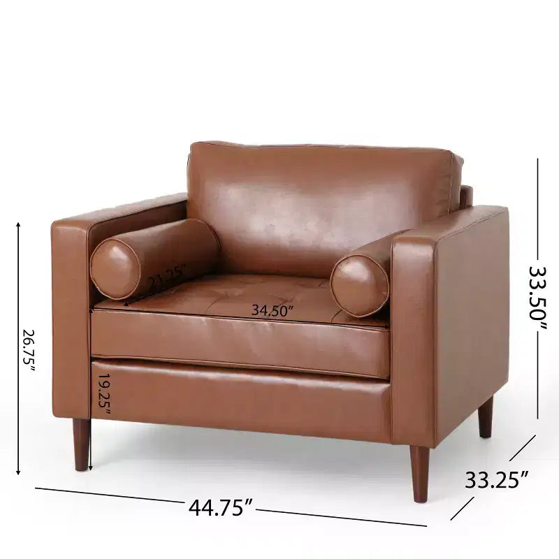Fauteuil club capitonné contemporain en similicuir GDFStudio Hixon avec traversins