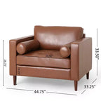 Fauteuil club capitonné contemporain en similicuir GDFStudio Hixon avec traversins