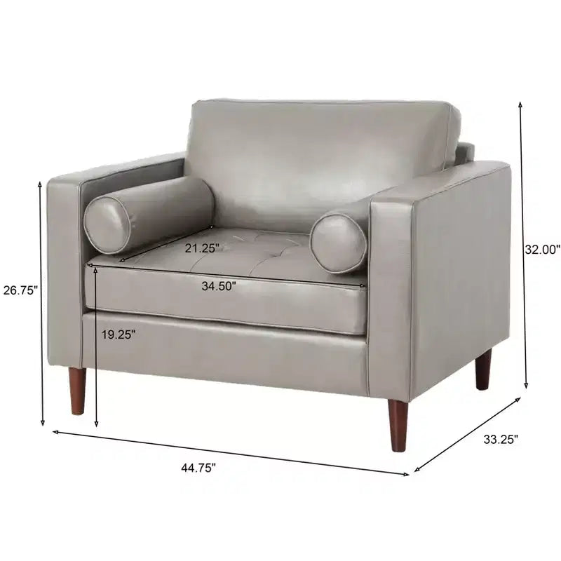 Fauteuil club capitonné contemporain en similicuir GDFStudio Hixon avec traversins