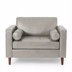 Fauteuil club capitonné contemporain en similicuir GDFStudio Hixon avec traversins