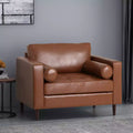 GDFStudio Hixon Contemporary Faux Leather Tufted Club Chair with Bolster Pillows