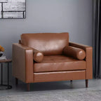 GDFStudio Hixon Contemporary Faux Leather Tufted Club Chair with Bolster Pillows
