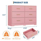 Commode de chambre GustoWave avec 6 tiroirs, commode de rangement moderne avec poignée en métal, organisateur de commode en bois pour chambre à coucher