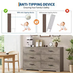 Commode de chambre GustoWave avec 6 tiroirs, commode de rangement moderne avec poignée en métal, organisateur de commode en bois pour chambre à coucher