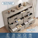 Commode de chambre GustoWave avec 6 tiroirs, commode de rangement moderne avec poignée en métal, organisateur de commode en bois pour chambre à coucher