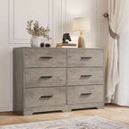 GustoWave Dresser for Bedroom with 6 Drawers, Modern Closet Dressers Chest of Drawers with Metal Handle, Wooden Dresser Organizer for Bedroom