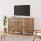 COZONY Commode Moderne à 6 Tiroirs en Bois avec Motif Vintage et Tiroirs Profonds – Meuble de Rangement pour Chambre, Salon et Entrée