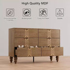 COZONY Commode Moderne à 6 Tiroirs en Bois avec Motif Vintage et Tiroirs Profonds – Meuble de Rangement pour Chambre, Salon et Entrée