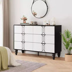 COZONY Commode Moderne à 6 Tiroirs en Bois avec Motif Vintage et Tiroirs Profonds – Meuble de Rangement pour Chambre, Salon et Entrée