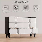 COZONY Commode Moderne à 6 Tiroirs en Bois avec Motif Vintage et Tiroirs Profonds – Meuble de Rangement pour Chambre, Salon et Entrée