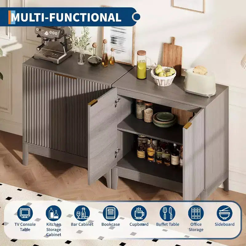 Meuble de rangement 31,5 po, Armoire d'appoint moderne avec 2 portes, Buffet, Dressoir, Console, Crédence pour salon, cuisine, entrée