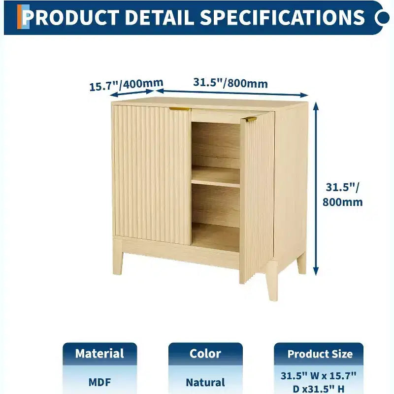 Meuble de rangement 31,5 po, Armoire d'appoint moderne avec 2 portes, Buffet, Dressoir, Console, Crédence pour salon, cuisine, entrée