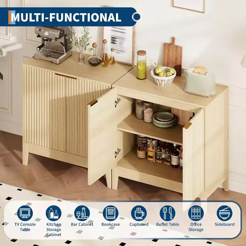 Meuble de rangement 31,5 po, Armoire d'appoint moderne avec 2 portes, Buffet, Dressoir, Console, Crédence pour salon, cuisine, entrée