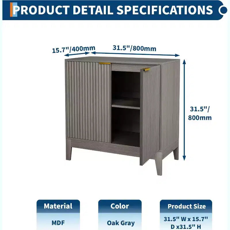 Meuble de rangement 31,5 po, Armoire d'appoint moderne avec 2 portes, Buffet, Dressoir, Console, Crédence pour salon, cuisine, entrée