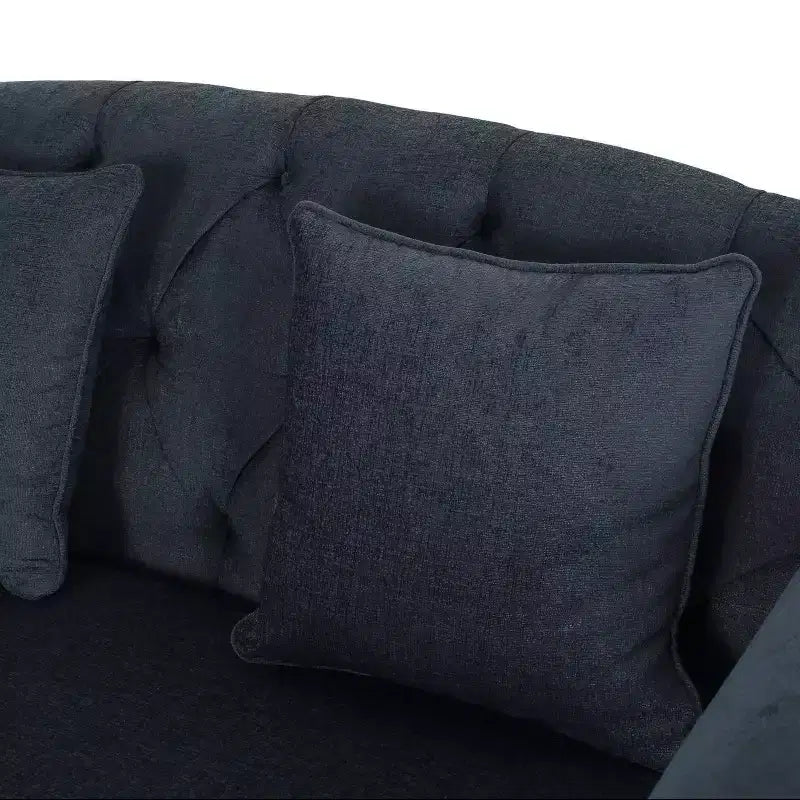 GDFStudio Hurford Canapé double capitonné contemporain en tissu avec coussins décoratifs