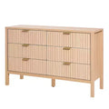 VEVOR 6 Fluted Drawer Dresser, Wooden Chest of Drawers with Sliding & Anti-tip Device, Modern Minimalist Dresser Chest, Beige