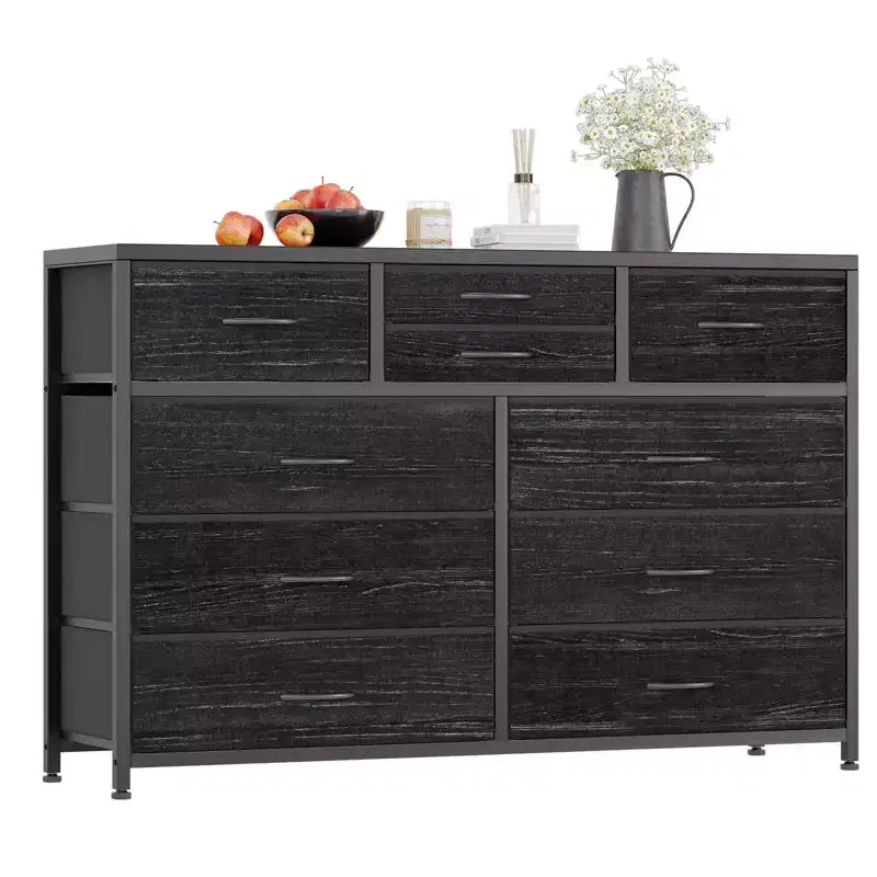 Meuble TV commode avec 10 tiroirs, console multimédia, centre de divertissement pour téléviseurs de 55/50/43 pouces, commode de rangement unités d'organisation