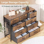 Meuble TV commode avec 10 tiroirs, console multimédia, centre de divertissement pour téléviseurs de 55/50/43 pouces, commode de rangement unités d'organisation