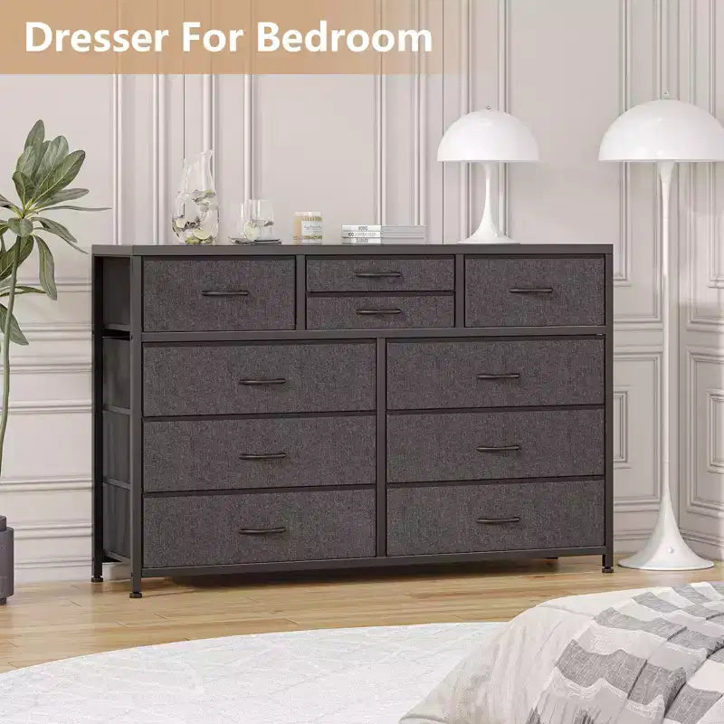 Meuble TV commode avec 10 tiroirs, console multimédia, centre de divertissement pour téléviseurs de 55/50/43 pouces, commode de rangement unités d'organisation