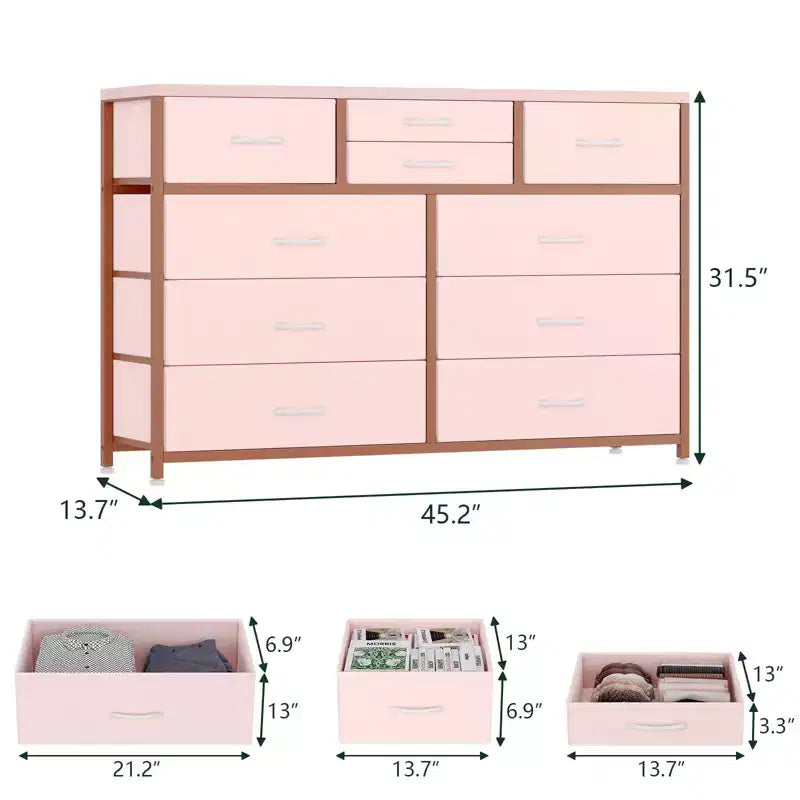 Meuble TV commode avec 10 tiroirs, console multimédia, centre de divertissement pour téléviseurs de 55/50/43 pouces, commode de rangement unités d'organisation