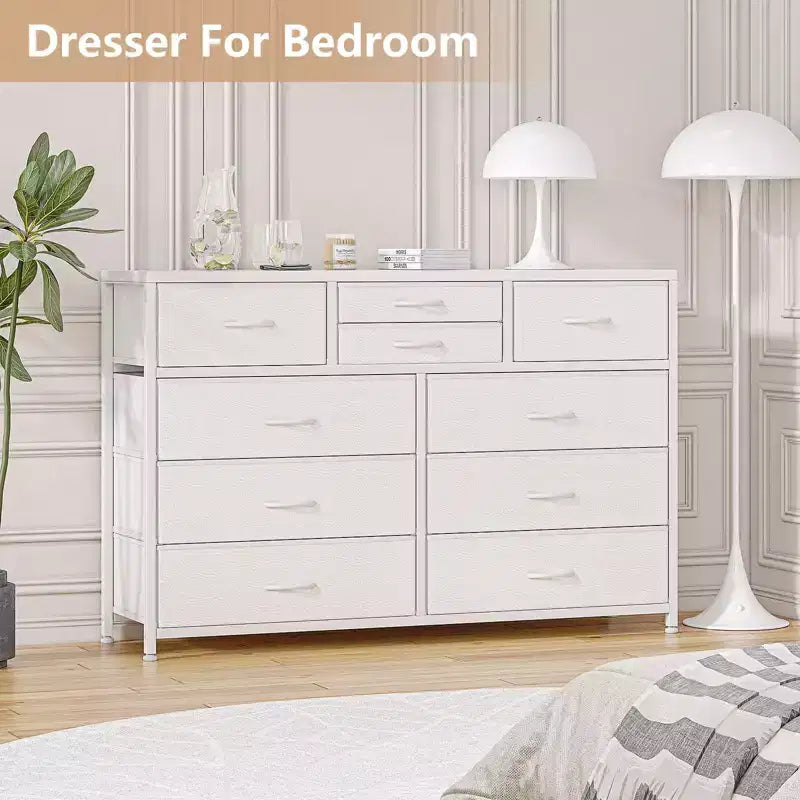 Meuble TV commode avec 10 tiroirs, console multimédia, centre de divertissement pour téléviseurs de 55/50/43 pouces, commode de rangement unités d'organisation