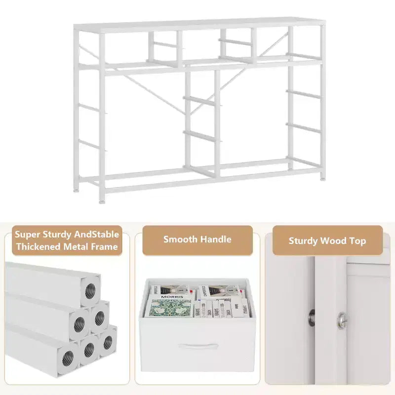 Meuble TV commode avec 10 tiroirs, console multimédia, centre de divertissement pour téléviseurs de 55/50/43 pouces, commode de rangement unités d'organisation