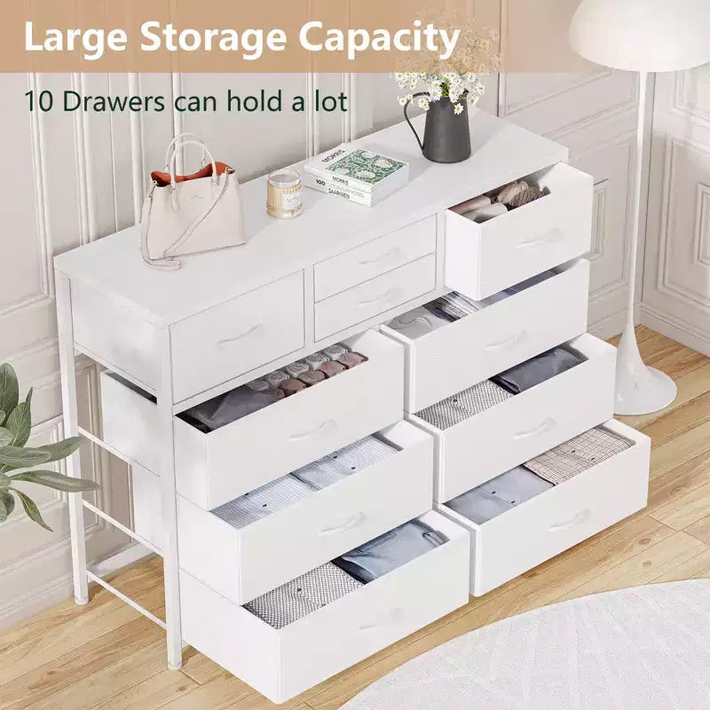 Meuble TV commode avec 10 tiroirs, console multimédia, centre de divertissement pour téléviseurs de 55/50/43 pouces, commode de rangement unités d'organisation