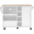 Acekool 50.8 Kitchen Island Cart with Locking Wheels, Storage Drawer & Spice Rack - Mobile Workstation with Towel Bar
