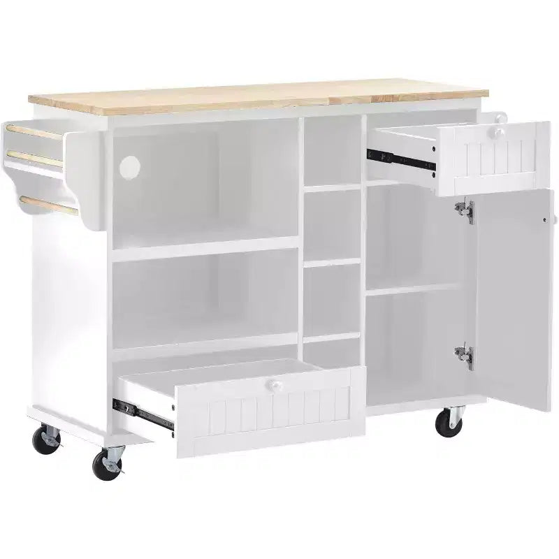 Chariot de cuisine Acekool 50,8 cm avec roulettes verrouillables, tiroir de rangement et étagère à épices - Poste de travail mobile avec barre porte-serviettes