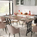 Acekool 70.9 Long Dining Table, Rectangular Dark Brown Top, Black X-Frame, Seats 48, Rustic Modern Style, Steel Legs