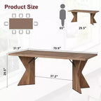Table de salle à manger de ferme de 70,9 po – 6 places avec pieds robustes en V pour cuisine et salle à manger