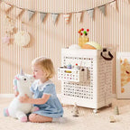 Panier à linge pliable Costway, chariot à linge mobile avec panier latéral, roulettes verrouillables