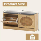 Banc de rangement à chaussures Costway avec coussin, 2 portes basculantes et étagères réglables