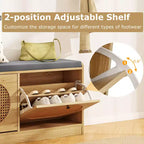 Banc de rangement à chaussures Costway avec coussin, 2 portes basculantes et étagères réglables