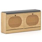 Banc de rangement à chaussures Costway avec coussin, 2 portes basculantes et étagères réglables